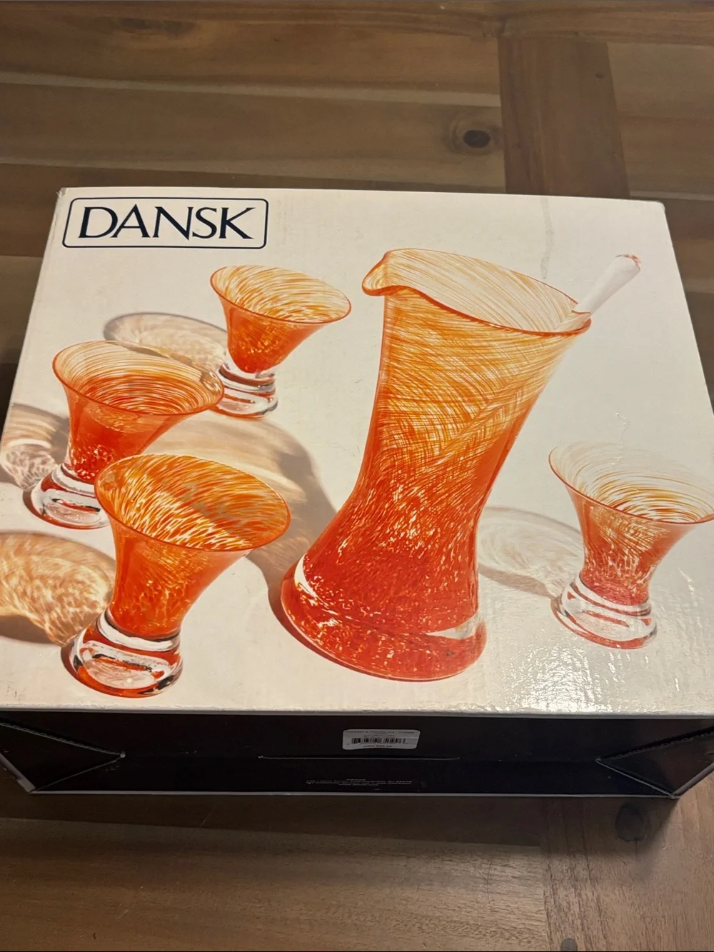 Dansk Swirl Glass Pitcher and Matching Tumblers Set
